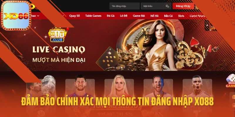 Đảm bảo chính xác mọi thông tin đăng nhập XO88